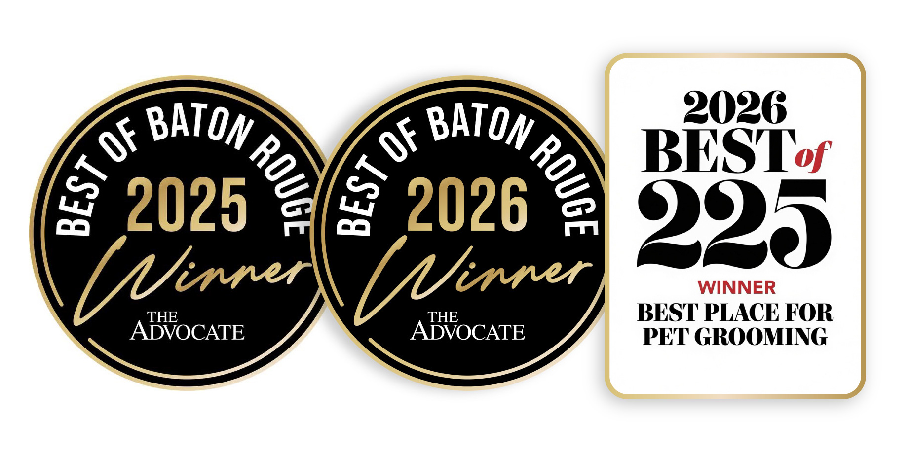 Splash and Dash Baton Rouge, winner of Best of Baton Rouge in 2025 and 2026 and Best of 225 for pet grooming in 2026.